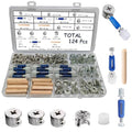 TayFeim124 Pcs Cam Lock Screws and Nuts,Cam Locks for Furniture Hardware Spare Parts, 3 in 1 Cam Connecting Fittings, Bolts dowels, Twist Lock Fasteners for Cabinet Drawer Dresser