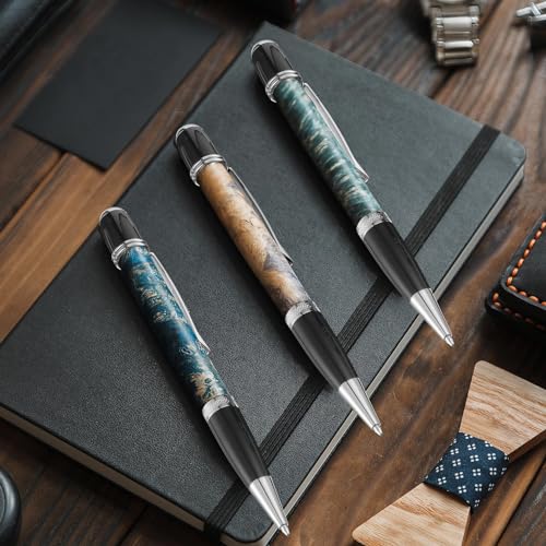 Colarr 12 Pack Woodturning Pen Kit Twist Ballpoint Pen Kit, Silver - color: Silver