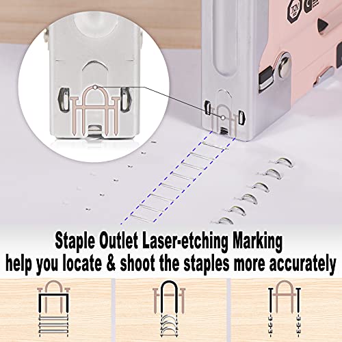 SHALL Staple Gun Heavy Duty, 3-in-1 Upholstery Staple Gun Kit with 3000 Staples, Stapler Remover, Manual Brad Nailer with Specific Staples Outlet Position Indicator - color: Pink, size: 3-in-1