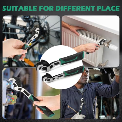 2PC Adjustable Wrench, Multi-function Wrench With Non-Slip Handle Self-Adjusting Spanner Power Grip Pipe Wrenc-h 12mm-20mm Nuts, Pipes for Car, Bicycle & Plumbing Repairs