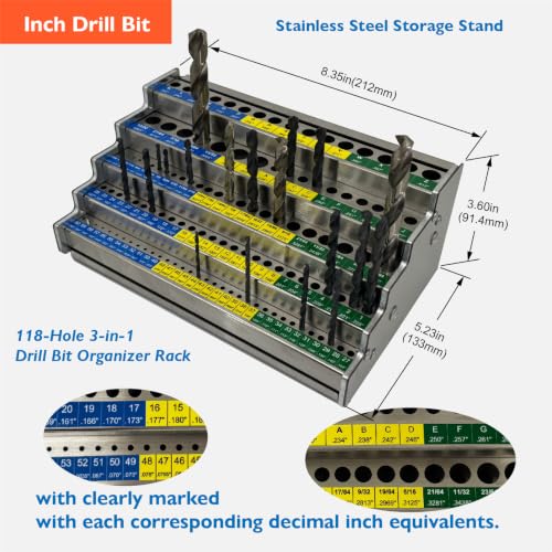 118-Hole 3-in-1 Drill Bit Index,Empty Drill Bit Organizer Holder/Case - style: 3-in-1 Drill Bit Index