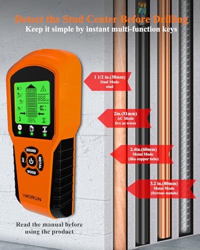 Stud Finder Wall Scanner, 6 in 1 Upgraded Wall Stud Finder Scanner Tool for Detecting Drywall Stud Center Wood Metal AC Wires with Magnetic Sensor, Gifts for DIYers Hanging Photo Frame Bracket