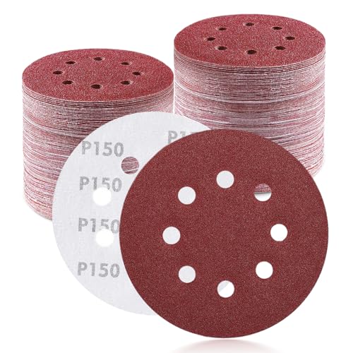 100Pcs 5 Inch Sanding Discs 150 Grit, Round Hook and Loop Sandpaper for Random Orbital Sander Pads(150 Grit) - style: 150G 100pcs