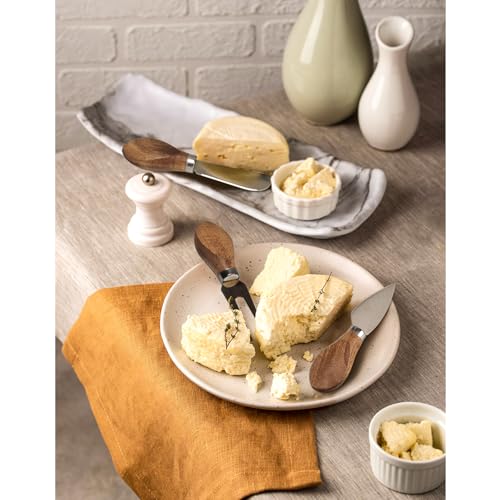 Stainless Steel Cheese Knife Set with Wood Handle, 6 Piece - color: Natural Wood Handle