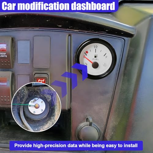 2" 52mm 12V Fuel Level Gauge Meter Kit with Nut/Bracket, White - color: White