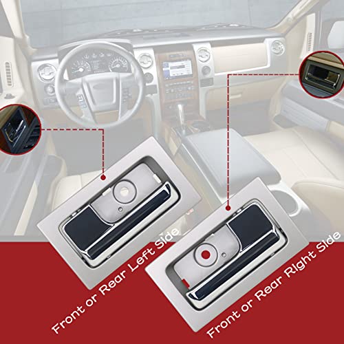 TQPONLY Interior Door Handle Front/Rear Left Driver& Right Passenger Side (Gray Housing+Chrome Lever) Compatible with 2009-2014 Ford F150 Replaces 9L3Z1522601CB 90826 9L3Z1522600CB 90825 - color: Chrome Lever with Gray Housing, style: 1 Pair