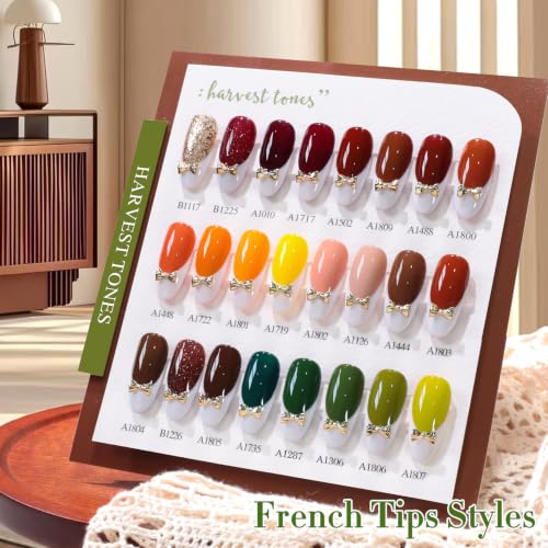 Double Rhythm 28Pcs 0.5Oz Glitter Gel Nail Polish Set Same Color Same Bottle Gel Polish Kit Nail Art Manicure Salon DIY at Home for Women (Dark Green Burgundy Orange Brown -T24-14) - color: Harvest Tones