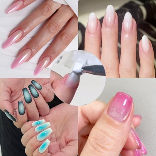 Fcozpjk 100PCS Soft Ombre Nail Sponge With Grabber Pen Polish Palette Paper - color: Colorful Sponges