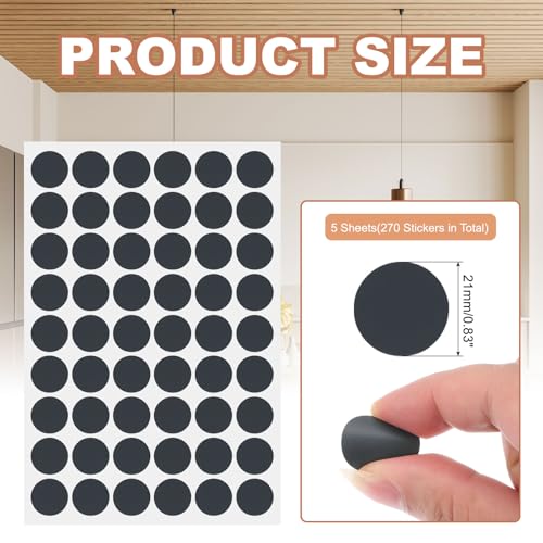 PATIKIL 270 Pieces Screw Hole Stickers, 5 Sheet Self-Adhesive Waterproof PVC Wood Grain Sticker for Screw Holes Wall Cabinets Desk Repairing, Black, 21mm/0.83 Inch - color: Black