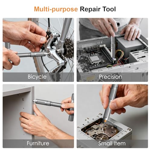 42-in-1 Magnetic Ratchet Screwdriver Set with Detachable T-Handle & Case, Multi-Bit Precision Driver Kit for Electronics, PC, Bicycle, Furniture Repair, Eyeglass, and DIY Gifts （Orange） - color: Orange