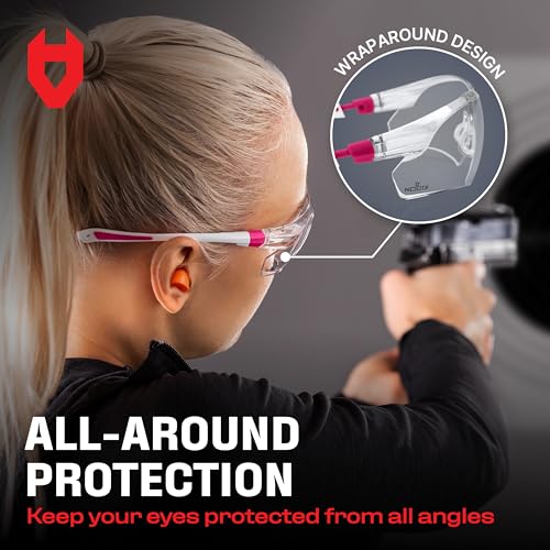 NoCry Clear Safety Glasses for Women with Adjustable Frames — Anti Fog Safety Glasses with 100% UV Protection & Scratch Resistance, ANSI Z87.1 Rated — Perfect Safety Goggles for Women, Nursing Goggles - color: White & Pink