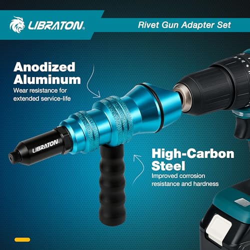 LIBRATON Rivet Gun Adapter for Electric Drill, Rivet Drill Attachment - size: 4 Sizes