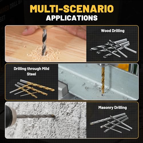 TOLESA 35pcs Drill Bit Set, Titanium Coated, HSS Twist Driver Bit Set