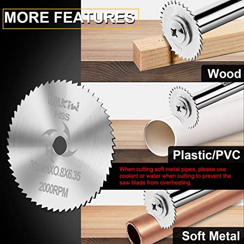 5 PCS Blades,HSS Saw Disc Wheel with 1/4-Inch Hex Shank Rotary Drill Saw - style: 6PCS(1*Hex Shank+5*Blades)