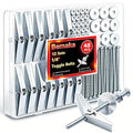 48Pcs 1/4 Inch Toggle Bolts, Butterfly Anchors Heavy Duty Drywall Anchors and Screws Kit, Toggle Bolts and Wing Nut Kit with Nuts Washers for Hollow Wall, Ceiling (12 Sets) - color: Silver - 1/4"