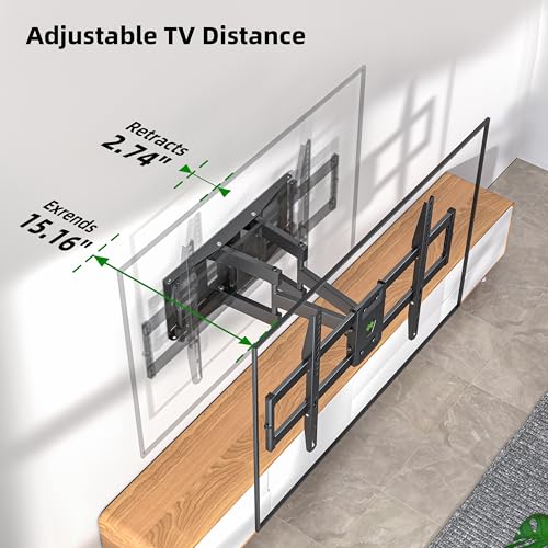 Full Motion TV Wall Mount for Most 37"-84" Flat Screen TV, Swivel or Tilt TV Wall Bracket with Dual Articulating Arms, for 12"-16" Wood Studs, Max VESA 600x400mm, Load 120 lbs by USX MOUNT - size: 37-84 inch, 120 lb
