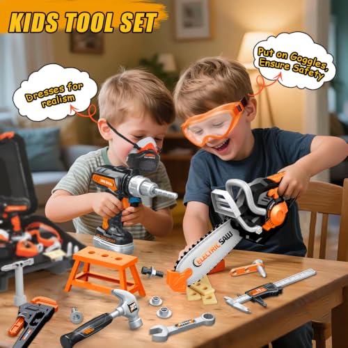 Toddler Tool Set, Kids Tool Box with Toy Chainsaw, Kids Toys for Boys 3-5