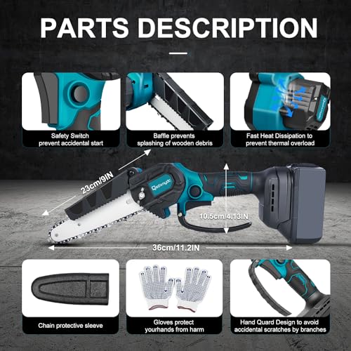 Cordless Mini Chainsaw 6 Inch for Makita 18V LXT (No Battery), Brushless Portable Electric Chain Saw Tool for Makita BL1850, Small Handheld Chainsaw for Pruning Shear Branch Wood Cutting Tree Trimming