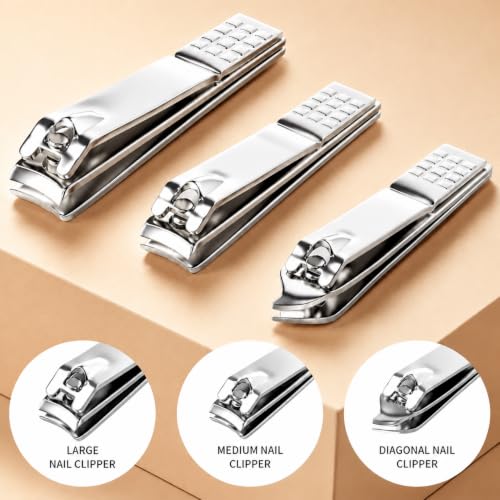 Manicure Set, Stainless Steel Nail Clipper Set with Luxurious Travel Case - color: Silver and Rose Gold