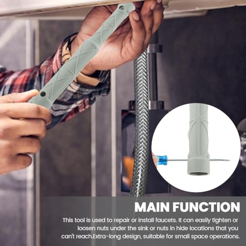 118305 Replacement Kitchen Faucet Installation Tool for Kitchen Sink Faucet, Faucet Removal and Install Tool, Faucet Tighten Loose Wrench Tool(Gray,Size:7.87inch)