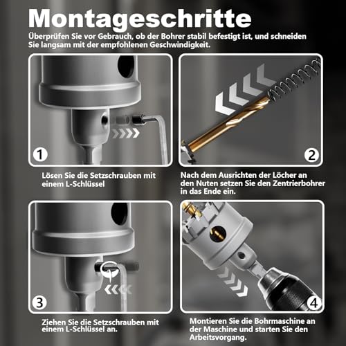 GSTK Upgrade Heavy Duty Carbide Hole Saw 14 Pcs,Metal Steel Hole Saw Drill Bit,TCT Hole Cutter,Alloy Hardness Upgrade, with 2*Extra Titanium Plated Pilot Center Drill and 2*L-Wrench