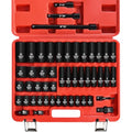 1/2" Drive Impact Socket Set 49 Piece, Standard and Deep Metric Socket (9-25mm, 27, 30, 32mm), Includes Extension Bars, Universal Joint and Adapter, 6 Point Design,Cr-V steel - color: 1/2-49pcs