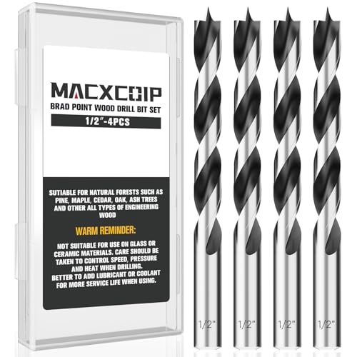 4Pcs 1/2" Brad Point Wood Drill Bit Set - size: 1/2" - 4pcs