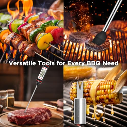 Kaluns Grilling Accessories, Dad Gifts for Christmas, Heavy Duty Stainless Steel Grill Set BBQ Grill Accessories for Outdoor Grill with Meat Thermometer, Case and Apron - size: 30 Pcs