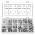 Split Lock and Flat Washer Assortment Set 304 Stainless Steel 400 Piece Silver, M3 M4 M5 M6 M8 M10 (Silver)
