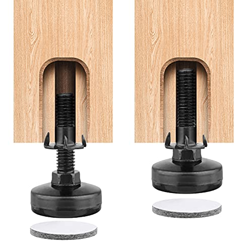 Anwenk Furniture Levelers Heavy Duty Furniture Leveling Feet Adjustable Leg Levelers for Cabinets Sofa Tables Chairs Raiser, Support 1320LBs, T- Nut Kit 3/8”-16 Thread, Large Base - 4 Pack,Black - color: Black 4-pack
