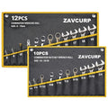 2PCS Wrench Roll, Wrench Roll Up Pouch Organizer, Heavy-Duty Tool Bag - style: 10 Pockets Sae+12 Pockets Metric