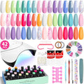 VANREESA 42 Pcs Gel Nail Polish Kit with U V Light 24 Popular Colors Gel Polish Nail Kit Green Blue Purple Pink Orange Complete Nail Kit with Manicure Tools Gifts for Women Girls - color: Sweet & Popular Collection