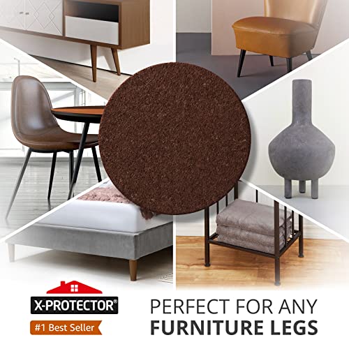 Felt Furniture Pads X-PROTECTOR - 48 Premium Floor Protector Chair Felts - size: 48 PCS 1" Brown, Round