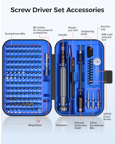 Precision Screwdriver Set, SOONAN 150 in 1 Electronics Tool Kit with 120 Bits Magnetic Screwdriver Set & 30-Bit Magnetic Set Handy Repair Tool for Computer Phone Watch Camera Laptop, Blue - size: 150-IN-Blue