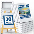 Halobios Blank Canvases - 8x10in Stretched Canvases, 20 Pack, 5/8 Inch Profile, 100% Cotton Artist Framed Canvas for Acrylics, Oils & Other Painting Media - size: 20 Pack - 8×10IN