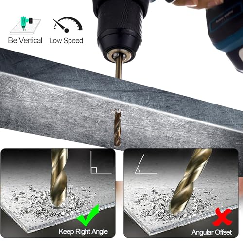 Cobalt Drill Bits Set for Hardened Metal and Stainless Steel, 122Pcs 1/16"-1/2" M35 HSS Twist Jobber Metal Drill Bits, with Index Storage Case - size: 1/16-1/2 in (122 pcs)