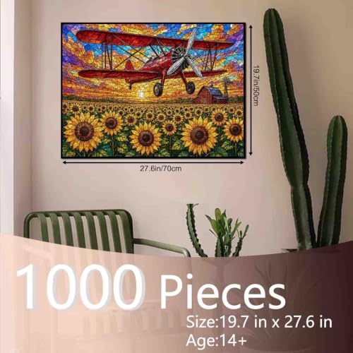 Staind Glass Airplane 1000 piece Puzzle for Adults - color: Sports 10