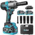 Bluebow Cordless Impact Wrench, 737.5 ft-lbs (1000 N·m) Brushless Impact Wrench with 2x4.0Ah Battery, 1/2" 3-Speed Modes Impact Gun with 4 Sockets for Pickup, Truck, Home Car - size: Medium