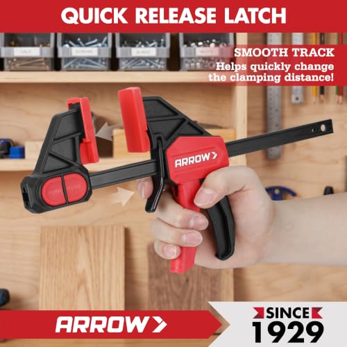 ARROW 4-Piece 6"(2) & 12"(2) Bar Clamps for Woodworking with 150LBS Force - size: 12"(2) & 6"(2)