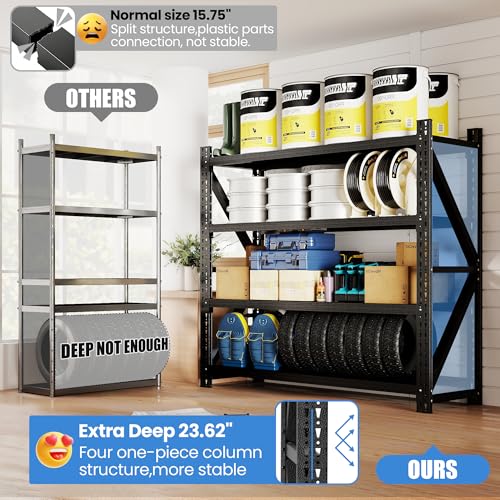 Heavy Duty Metal Shelving Units, Garage Shelves & Storage System - size: 75"W x 24"D x 69"H