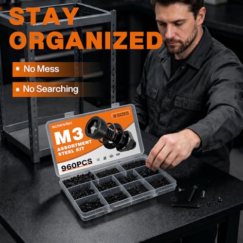 960PCS M3 Socket Head Cap Screw Assortment Kit, 6-30mm - size: M3 960pcs