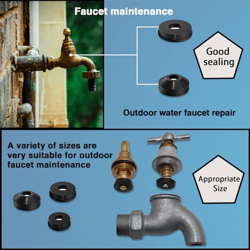 ZDBB 258 Pcs 2-in-1 Spigot Washer & Hose Gasket Kit for Assorted Outdoor Faucet Garden Hose Valve Stem Worn Out Plumber Outside Faucet Bib Shower Gasket Repair Set - size: 258 PCS