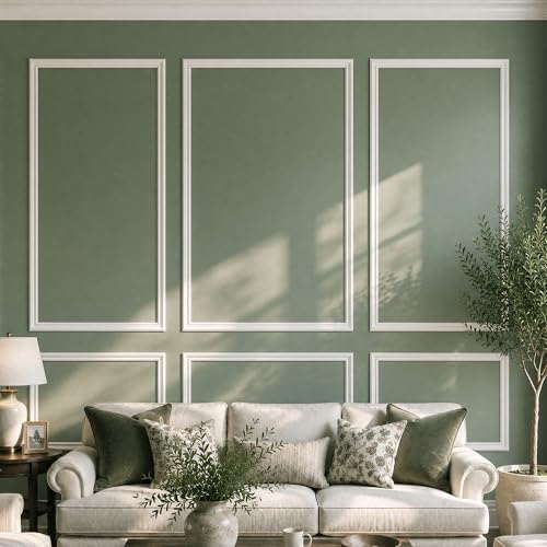SMARTSTANDARD Precut Wall Molding Kit, Ready to Assemble, 6-Frame - color: White: Style 4