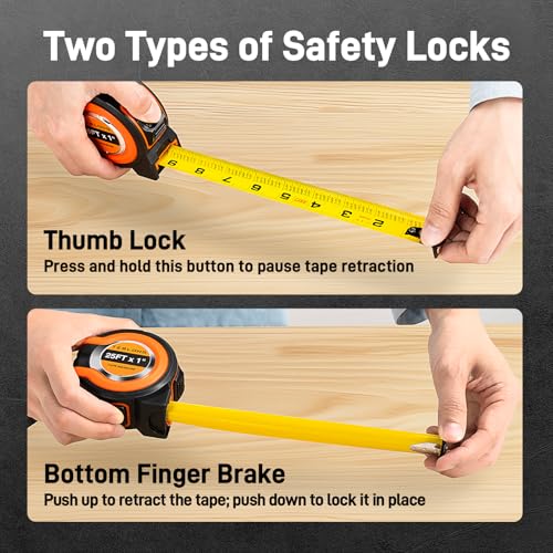 Teslong 3 Pack 25 ft Tape Measure, Retractable Magnetic Measuring Tape