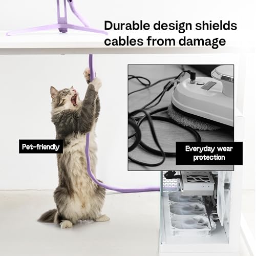 Pixio 10FT Tubing Cable Sleeve – Purple 1/2 inch Flexible Cable Management Sleeve for PC, Gaming, TV & Office, Wire Organizer for Desk Cable Cleanup - color: Purple