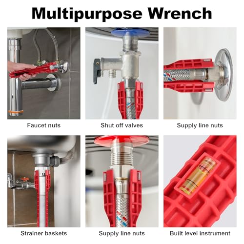 14 in 1 Faucet and Sink Installer, Multifunctional Basin Wrench, Faucet Wrench for Undermount Sink, Kitchen Bathroom Toilet, Ideal for Tight Spaces Installation and Repairs Tools