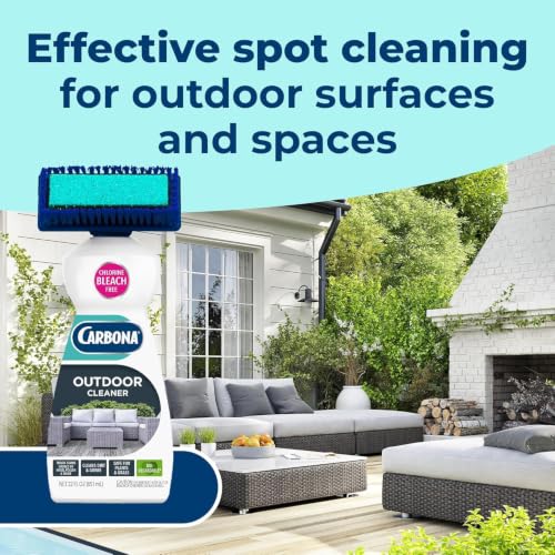 Carbona Oxy Powered Outdoor Cleaner with Built-In Brush (22 Fl Oz), Spot Cleaner for Outdoor Furniture, Rugs & Decks, 2-in-1 Sponge & Bristle Brush (Pack of 3) - size: 22 Fl Oz (Pack of 3)