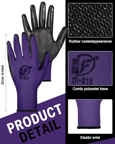 Potchen 72 Pairs Garden Work Gloves Bulk Pack for Men and Women - color: Purple