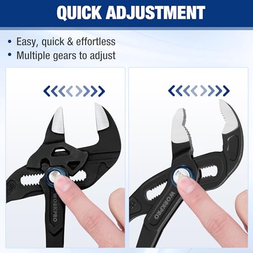 WORKPRO 2 PCS 7-Inch Pliers Wrench & 10-Inch Groove Joint Pliers Set, CR-V - size: 7 inch & 10 inch