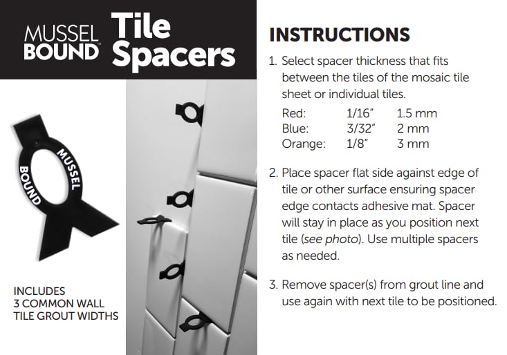 MusselBound® 54-pack Wall Tile Spacer Kit (1/6", 1/32", 1/8"), Easy & Quick uniform tile spacing
